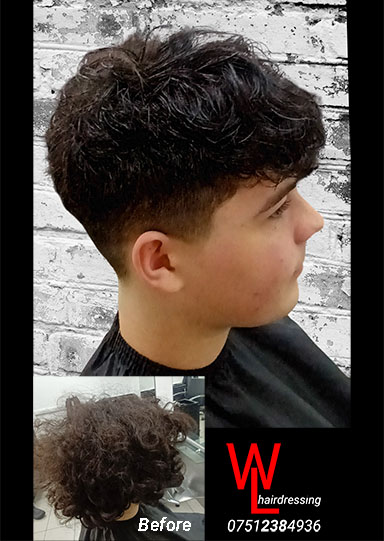 Gents very long thick hair cut into short hair style